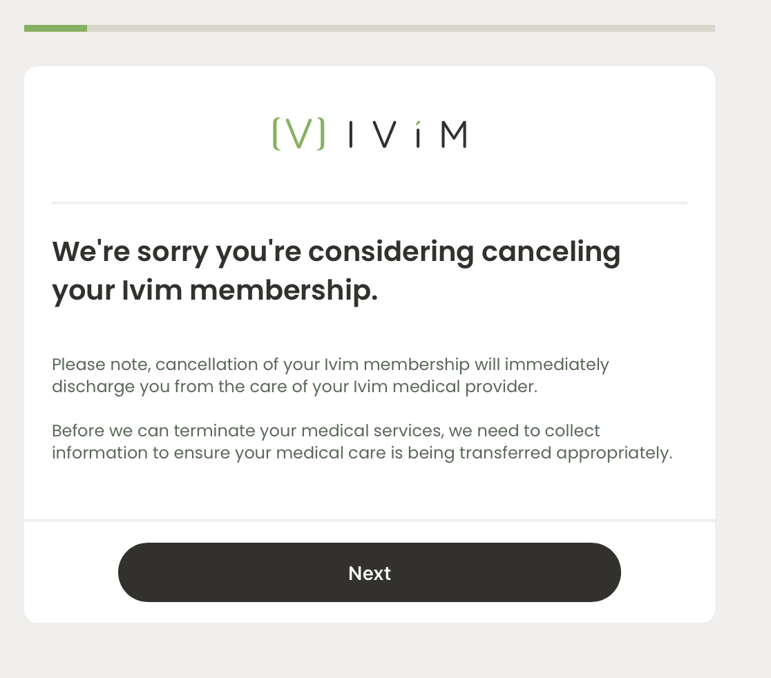 Cancellation window for IViM