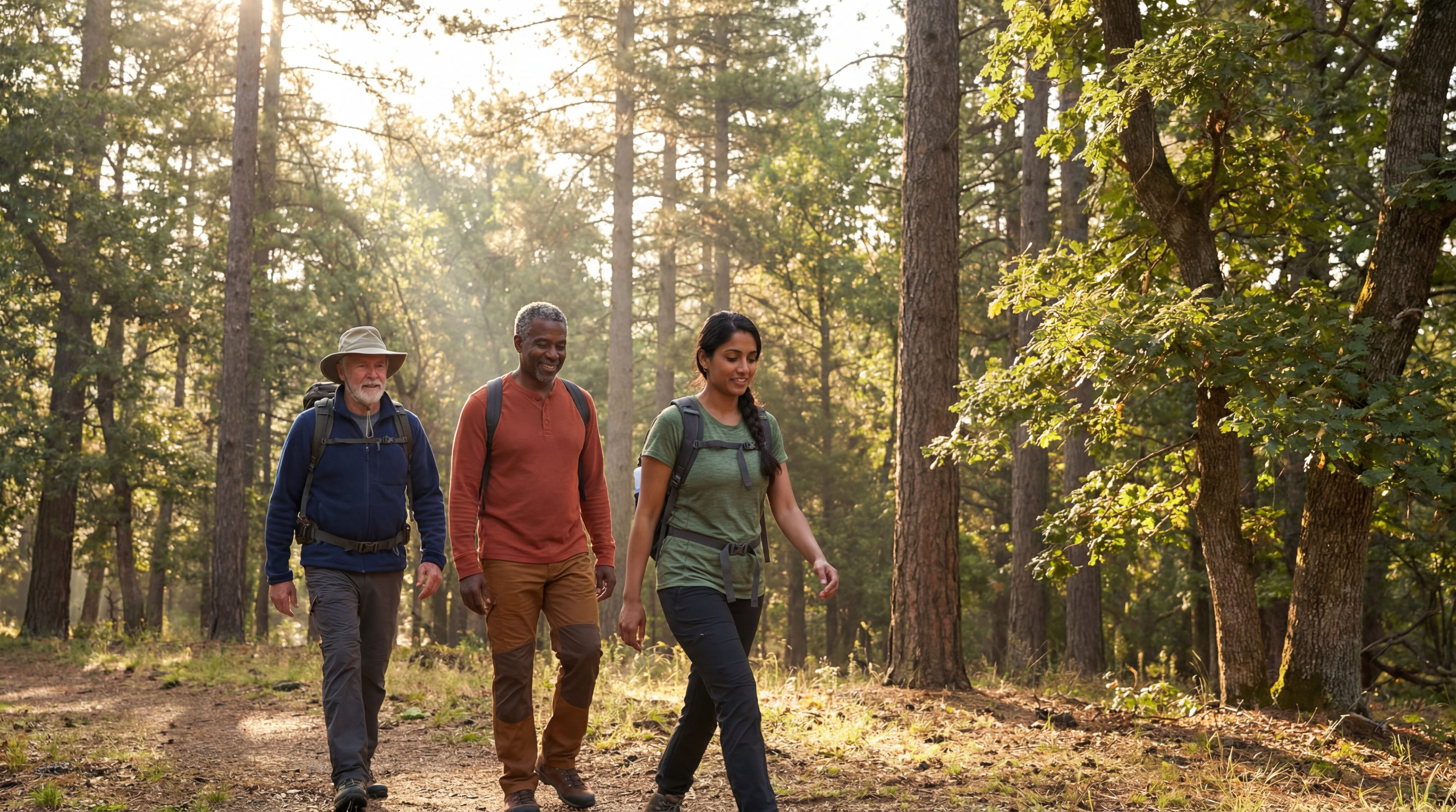 three-people-hiking-trail
