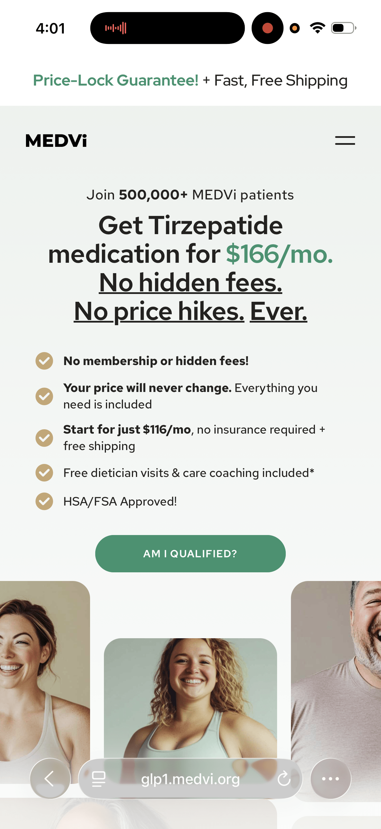 The up front pricing promise offered by MEDVI.