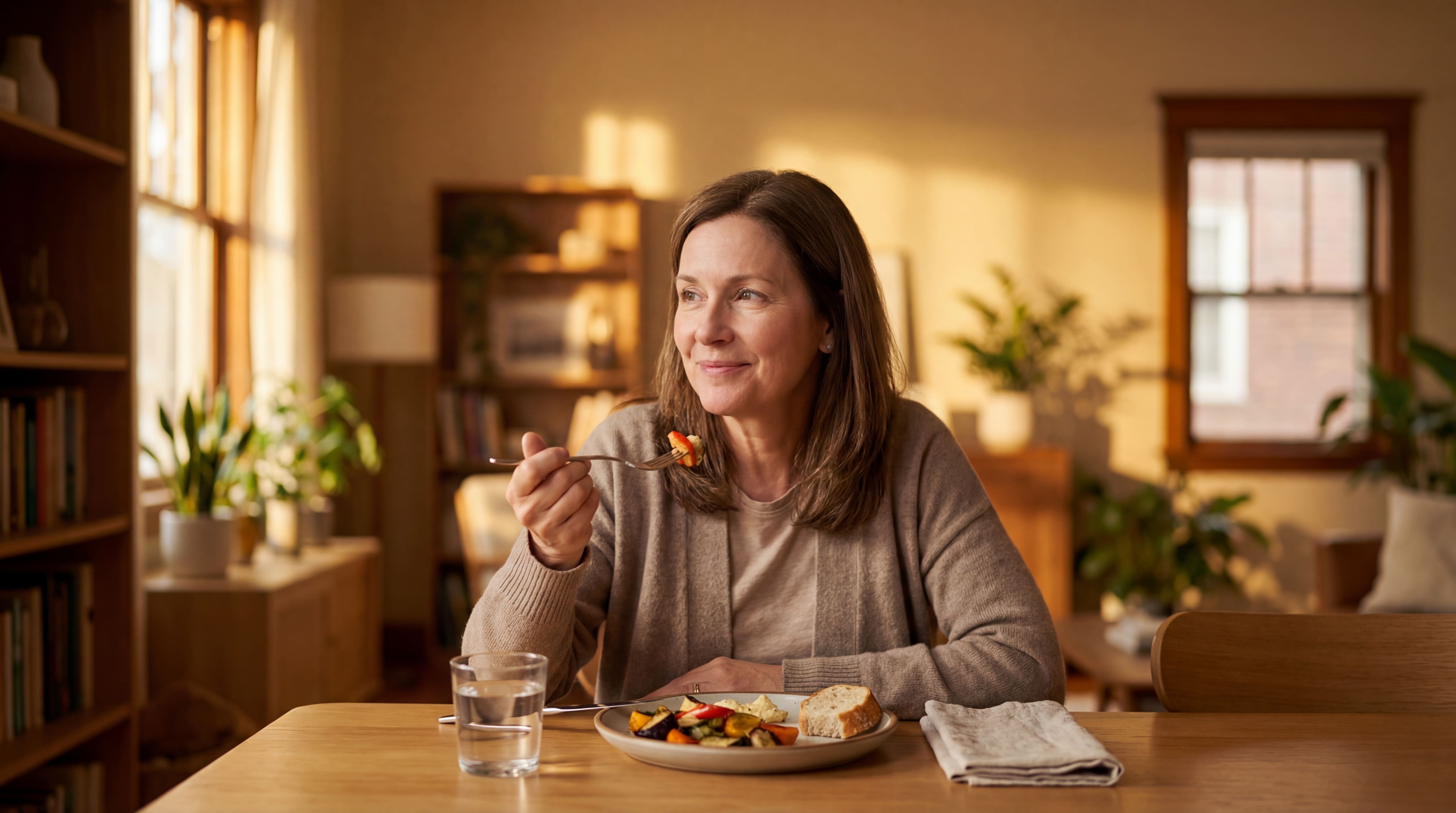 woman-sitting-peacefully-eating