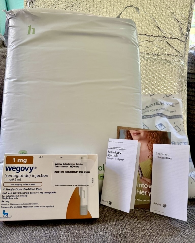 All contents of the Hers packages including medication, information, and documentation.