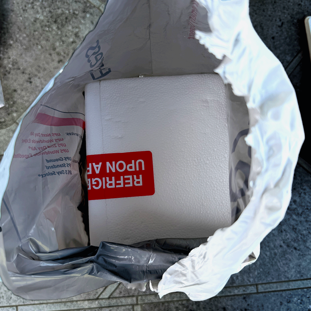 Coby Health tirzepatide package inside a FedEx mailer with a Refrigerate Upon Arrival label