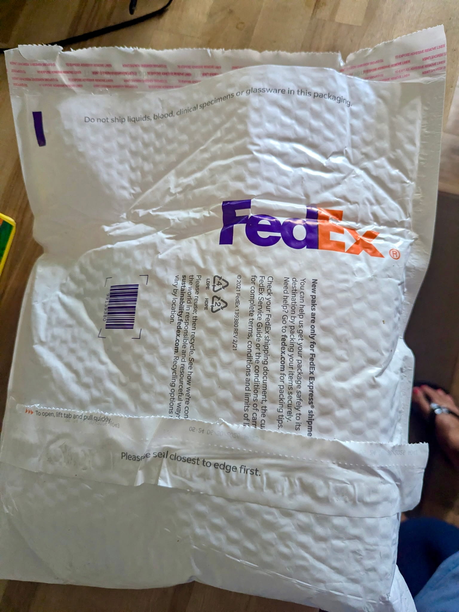 FedEx Priority Overnight shipping label and tracking information showing August 6-7, 2026 delivery timeline from pharmacy to patient